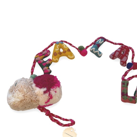 Anthropologie Holly Garland Stocking Pom Pom Christmas Holiday Decor New - Picture 9 of 12